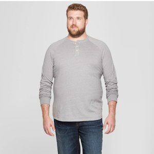 Men’s Gray 3 Button Henley Long Sleeve Shirt